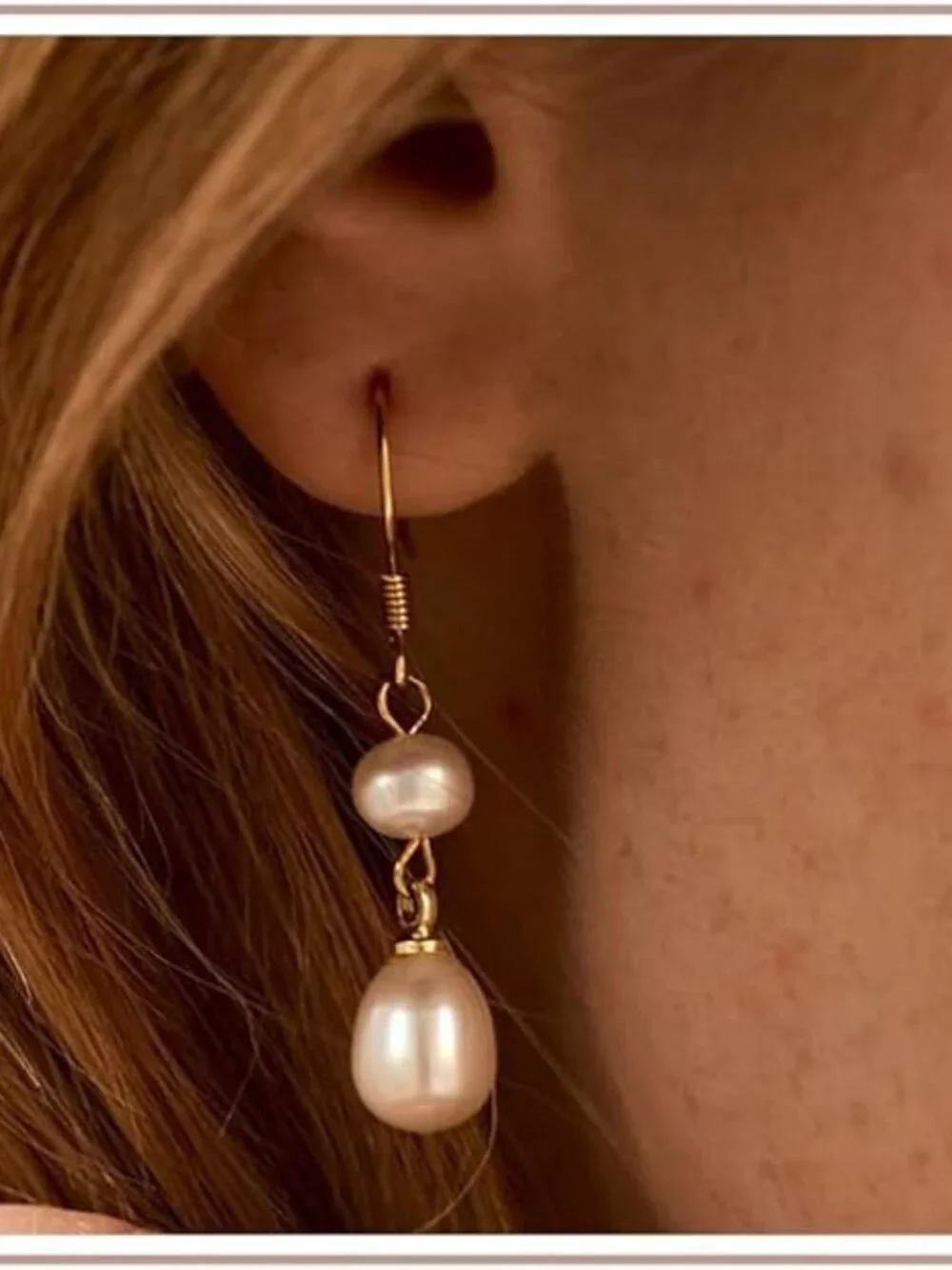 Aretes de perlas de oro para mujer, a la moda, hipoalergénicos, chapados en oro